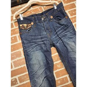 True Religion World Tour Bootcut Jeans 34 Billy Supert Flap Pockets Denim READ!